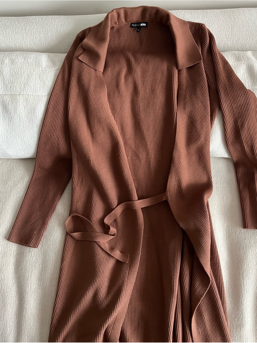 Fashion Nova Peyton Sweater Wrap Maxi Dress - Mocha Size 1X - Picture 4 of 5